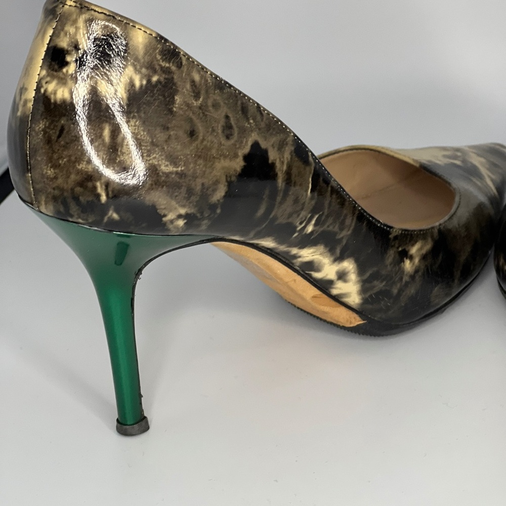 Jimmy Choo Black Ivory Leather Tie Pointed Pumps 3.5 Inches Size 7 US.